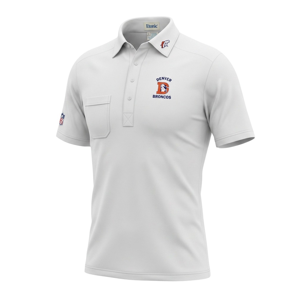 Vintage Etonic NFL Denver Broncos Polo Shirt Mens Large White Embroidered Logo